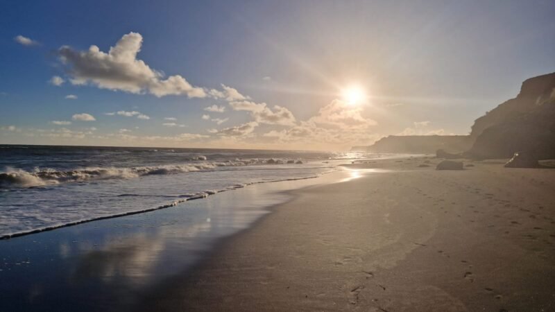 Sonnenuntergang am Ohawe Beach